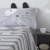 1 x RAW Customer Returns COTTON ARTean Reversible Children s Youth Duvet Cover Cat 50 Cotton, 50 Polyester, Button Closure Duvet Cover Bed 90 150 x 220 cm 1 Pillowcase 45 x 110 cm Color Gray  - RRP €30.99