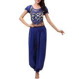 1 x RAW Customer Returns Oneyijun Women s Belly Dance Costume Sets Dance Top Lantern Pants Professional Carnival Dancer Suits - RRP €27.3