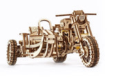 1 x RAW Customer Returns UGEARS Motorcycle with Sidecar 3D Puzzle - Father s Day Gift UGR-10 Scrambler Motorcycle Wooden Model Kit for Adults to Build - Retro Design Motorcycle Sidecar Model Kit - RRP €36.9