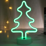 3 x Brand New LED Christmas Tree Green Neon Light Sign Night Light Art Decorative Holder Base Table Lamp for Home Kids Wedding Christmas Birthday Party, USB or Battery Powered - RRP €61.2