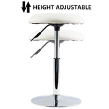 1 x RAW Customer Returns FURWOO Stool Round PU Leather Work Stool Height Adjustable Swivel Home Office Desk Stand Stool Cake Mold Swivel Chair Shop Chair Small White  - RRP €36.99