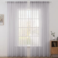 1 x RAW Customer Returns MIULEE Voile Curtain Transparent Curtain Made of Voile Plain Rod Pocket Transparent Living Room Airy Decorative Curtain for Bedroom Set of 2 215 x 140cm H x W , Rod Pocket Grayish Lilac - RRP €21.99