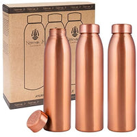 1 x RAW Customer Returns NORMAN JR Copper Water Bottle 1L - Gift Box Pack of 3, Simple, an Ayurvedic vessel made of pure copper - helps you drink more water with many health benefits - RRP €56.59