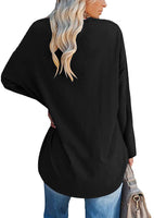 1 x RAW Customer Returns Ebifin Oversize Long Sleeve Shirt Women s Long Shirt Crew Neck Top Long Sleeve T Shirts Pullover Basic Tunic Tee Tops.Black.L - RRP €28.22