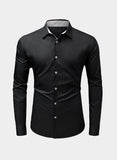 1 x RAW Customer Returns Meilicloth Elegant Men s Shirt Long Sleeve Slim Fit Viscose Classic Casual Ceremony ShirtsBlackXXL - RRP €34.99