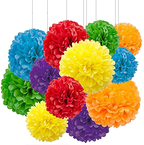 1 x Brand New GAKA FAVOR Tissue Paper Pompoms 12pcs Pompoms Paper Flower Pompoms Multicolor Suitable for Wedding Birthday Valentine s Day Christmas 25cm 30cm  - RRP €20.4