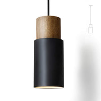 1 x RAW Customer Returns ouglres pendant light 1 flame black, vintage cylinder wooden hanging lamp, aluminum industrial hanging lamp E27 bulb 60W for kitchen dining table living room bedroom restaurant, height adjustable - RRP €38.75