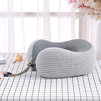 1 x RAW Customer Returns Lyn s Neck Pillow, Breathable Pure Cotton Cover, Airplane Travel Kit with Eye Mask, Earplugs and Case Grey  - RRP €17.7