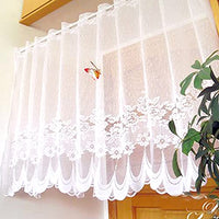 1 x RAW Customer Returns Yaland Transparent Sheer Curtains with Embroidery Short Curtains Country Style Lace Vintage Curtains White WxH 150x90cm 1 Piece - RRP €28.67