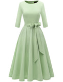 10 x Brand New DRESSTELLS women s evening dress 3 4 sleeve festive party dress 1950s retro dress mother of the bride dress with belt retro pleated skirt knee-length midi-length evening dress LightGreen S - RRP €346.8