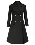 1 x Brand New GRACE KARIN Women s Coat Long Sleeves Knee-Length Lapel Neckline Solid Color Vintage Black S - RRP €61.03