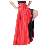 1 x RAW Customer Returns Adult Spanish Bull Dance Skirt Flamenco Two Layer Satin Dress Red Black Inside, Red Black, One Size - RRP €20.0