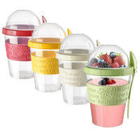 2 x RAW Customer Returns EYNEL Cereal Yogurt Cups with Lid and Spoon Overnight Oat Container Reusable Parfait Plastic Milk Glass Breakfast Crunch Snack Set of 4 Colors  - RRP €43.8