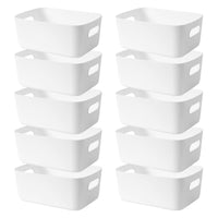 1 x RAW Customer Returns LYLIDIA 10 pieces storage box plastic storage basket with handles kitchen cabinet organizer box baskets storage plastic box for bathroom shelf plastic box white  - RRP €27.22