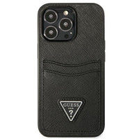 1 x RAW Customer Returns Guess GUHCP13LPSATPK case for iPhone 13 Pro 13 6.1 black hardcase SaffianoTriangle Logo Cardslot - RRP €25.7