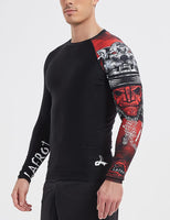 1 x RAW Customer Returns LAFROI Men s Rash Guard Long Sleeve UPF 50 Compression Shirt CLYYB Asym Warrior XL - RRP €24.44