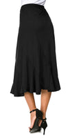 1 x RAW Customer Returns Women s Suede Fabric Elastic Waist Solid Color A-Line Midi Skirt L, Black  - RRP €27.98