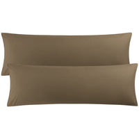 5 x Brand New PiccoCasa set of 2 pillowcases 50x160 cm side sleeper pillow cover made of microfiber with hotel closure, ultra soft and breathable, brown - RRP €115.9