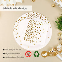 2 x Brand New 168 Pieces White and Gold Party Tableware Set Plates Napkins Cups Straws Spoons Forks Knives Party Accessories Paper Plates Set for Birthday Weddings Christmas-24 Guests - RRP €40.8