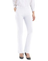 1 x RAW Customer Returns LaiEr Women s Dress Pants Belt Bows Stretch Work Pants Business Casual Straight Leg Yoga Bootcut Pants with Pockets White,Medium  - RRP €32.05