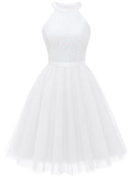 1 x RAW Customer Returns Dressystar Women s Sleeveless Sequin Tulle Short Dress, B-White, M - RRP €59.99