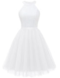 1 x RAW Customer Returns Dressystar Women s Sleeveless Sequin Tulle Short Dress, B-White, M - RRP €59.99