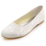 1 x RAW Customer Returns Elegantpark EP11106 Women s Lace Closed Toe Ballet Party Wedding Shoes Ivory EU 42 - RRP €54.52