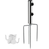 1 x RAW Customer Returns LEcylankEr parasol stand - umbrella stand with 4 pegs, removable, adjustable, robust ground anchor for parasol made of metal, ground spike parasol outdoors, for beach grass sand - RRP €20.0