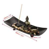 1 x RAW Customer Returns Tabletop Buddha Statue Home Zen Garden Buddhism Candlestick Incense Holder Zen Garden Sand Meditation - RRP €22.26