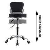 1 x RAW Customer Returns KKTONER swivel chair rolling stool office chair height adjustable swivel stool with low backrest PU leather black - RRP €56.46