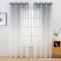 1 x RAW Customer Returns MIULEE curtains, transparent curtains, gradient voile sheer set of 2 curtains with eyelets, decorative window curtain for bedroom and living room, 245 cm x 140 cm H x W grey-white - RRP €22.18