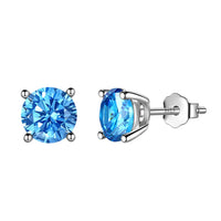 1 x RAW Customer Returns Aurora Tears March Birthstone Stud Earrings 925 Sterling Silver Blue Aquamarine Birthstone Earring Birth Stone Jewelry Gifts for Women and Men DE0214M - RRP €18.41