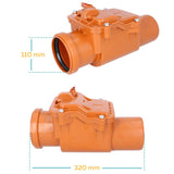 1 x RAW Customer Returns PE TAN backflow valve DN 110 orange Non-return valve, backflow valve, backflow valve, backflow valve, frog flap, drain, waste water, KG HT pipe - RRP €37.99