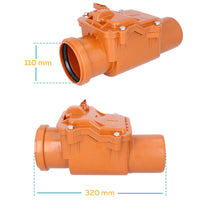 1 x RAW Customer Returns PE TAN backflow preventer DN 110 orange check valve backflow valve backflow stopper frog valve drain waste water KG HT pipe - RRP €39.74