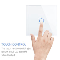 1 x RAW Customer Returns CNBINGO touch light switch flush-mounted - simple wall switch in white - haptic surface - touch switch with glass panel and status LED - 500W compartment - RRP €8.99