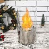 1 x RAW Customer Returns JHY DESIGN Table Fire Bowl Pot 29cm High Portable Table Fireplace Clean Burning Bio Ethanol Ventless Fireplace Silver  - RRP €32.26