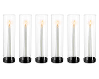 1 x RAW Customer Returns NUPTIO Candlestick Glass Glass Cylinder for Candles 6 Pieces Metal Candle Holder Taper Candles Black 30cm Large Bottomless Cylinder Candles Lantern Wedding Table Centerpiece Dining Room Decoration - RRP €56.18