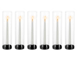 1 x RAW Customer Returns NUPTIO Candlestick Glass Glass Cylinder for Candles 6 Pieces Metal Candle Holder Taper Candles Black 30cm Large Bottomless Cylinder Candles Lantern Wedding Table Centerpiece Dining Room Decoration - RRP €56.18