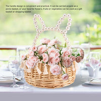 1 x RAW Customer Returns Povxlum wicker basket with, flower girl basket, basket with, basket woven, woven flower basket rattan basket for home, garden, decoration - RRP €19.5