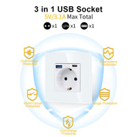 1 x RAW Customer Returns JIMEIDA single socket with USB in white, 16Amp glass Schuko sockets with fast charging USB connection and type C port max.3.1A, flush-mounted protective contact wall socket-86mm, 250V, 1 compartment - RRP €15.99