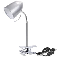 1 x RAW Customer Returns Aigostar clamp lamp retro, desk lamp clampable, without light bulb, suitable for E27 model LED light bulb, flexible metal arm, cable with switch, reading lamp bed, clamp light, bedside lamp, silver - RRP €21.17