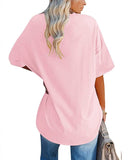 1 x RAW Customer Returns Ebifin Oversize T Shirt Women s Round Neck Short Sleeve Tops Casual Loose Basic Summer Tee Shirts Blouse.Pink.M - RRP €25.2