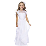 1 x RAW Customer Returns TYHTYM Flower Girl Dress Pageant Wedding Lace Dress Prom Dress Ball Gown Girls Party Dress Flutter Sleeve White Size 10-11 Years, White  - RRP €42.99