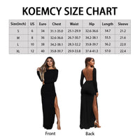 1 x RAW Customer Returns KOEMCY Women s Long Sleeve Dress Backless Dress Slim Cocktail Dress Maxi Party Dress Bodycon Dress Black,S  - RRP €38.99