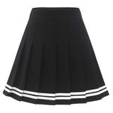 1 x RAW Customer Returns Dressystar Women s Stretchy Pleated Skirt Schoolgirl Solid Skater Tennis Basic Mini Skirt Black White Stripes XL - RRP €21.31