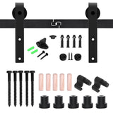 1 x RAW Customer Returns Sliding door fitting 153cm sliding doors sliding door system complete set guide rail roller set black for 1 wooden door 76cm wide, small roller in J-shape - RRP €72.98