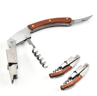 1 x RAW Customer Returns M N wooden waiter s knife - professional corkscrew made of stainless steel in catering quality with bottle opener foil cutter - leather case, waiter and bartender - RRP €13.9