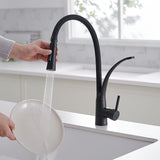 1 x RAW Customer Returns Heable black kitchen tap, 360 rotating kitchen tap with pull-out dual rinse spray, black silicone soft hose, sink mixer tap, single lever sink tap - RRP €76.63