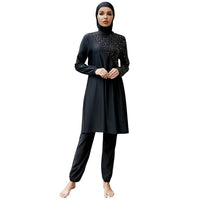 1 x RAW Customer Returns IMEKIS Women s Muslim Swimwear 3-Piece Headscarf Modest Swimsuit Islamic Burkini Swimsuit Long Sleeve Swim Top with Pants Hijab Full Body Swimsuit Black 6 M - RRP €47.84