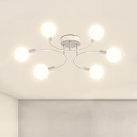 1 x RAW Customer Returns niuniaj Industrial Living Room Chandelier, 6 Lights Vintage Ceiling Light E27, White Ceiling Lamp, Sputnik Ceiling Light for Bedroom, Living Room, Kitchen. Diameter 70CM Without Bulb  - RRP €41.99